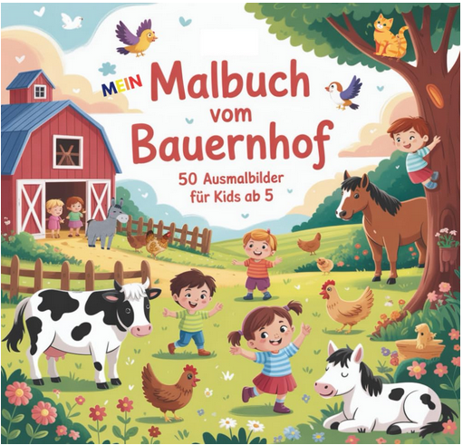 Mein Malbuch vom Bauernhof: 50 tolle Ausmalbilder für Kids ab 5