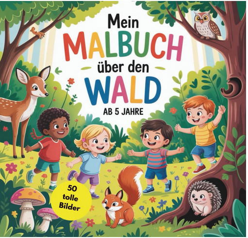 Mein Malbuch über den Wald: 50 einzigartige Ausmalbilder für abenteuerlustige Kinder ab 5