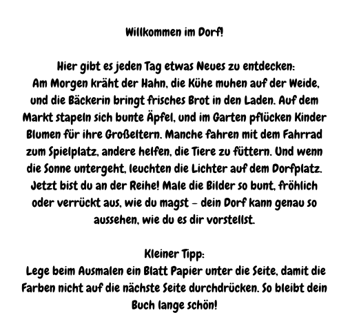 Mein Ausmalbuch vom Dorf: 50 tolle Ausmalbilder für das neugierige Kind